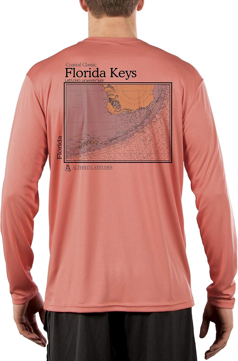 Coastal Classics Florida Keys Nautical Chart Men's UPF 50+ Sun Protection Long Sleeve T-Shirt