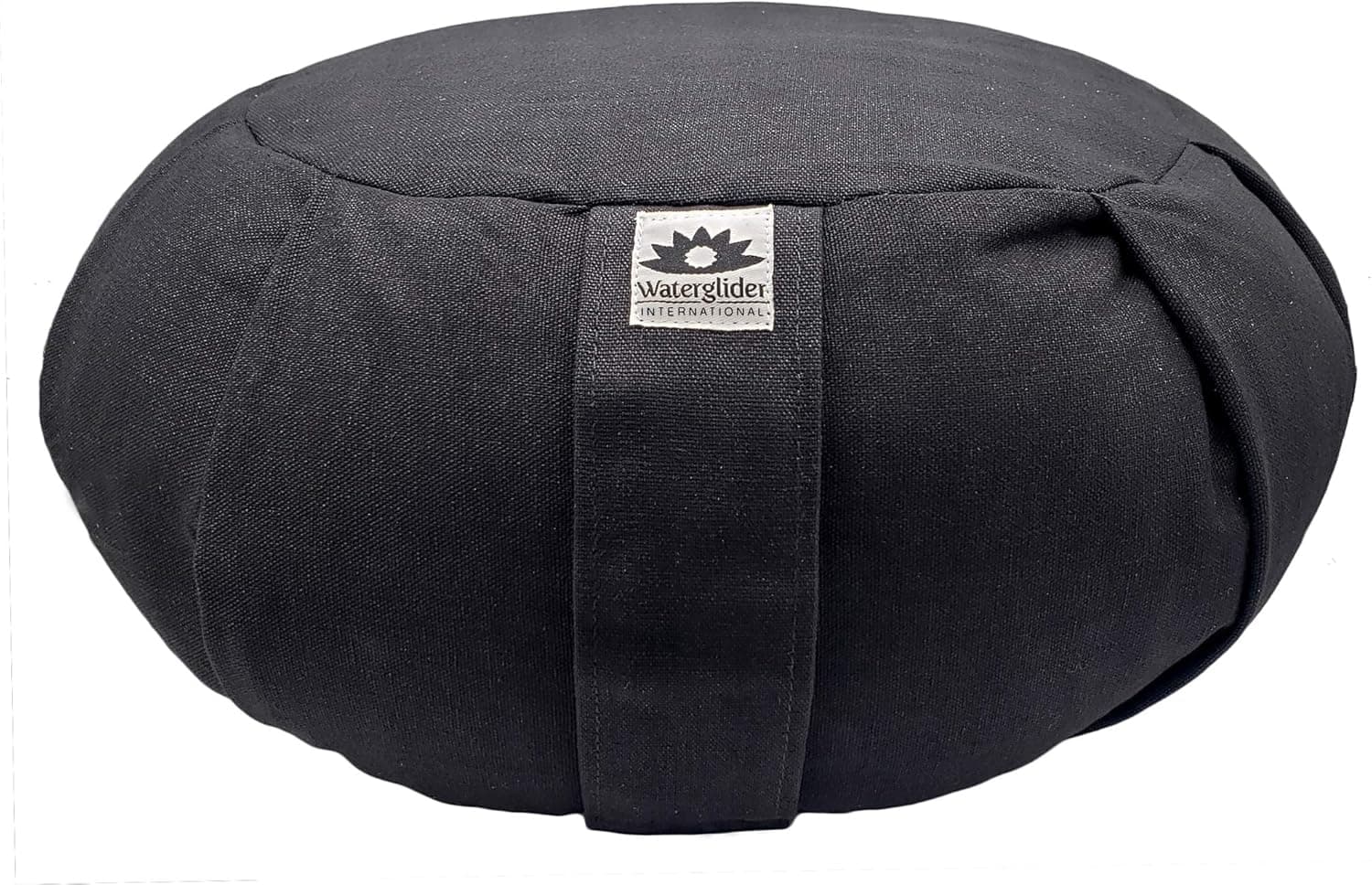 Waterglider International Zafu Cushion, Yoga Meditation Pillow with USA Buckwheat Fill - Black