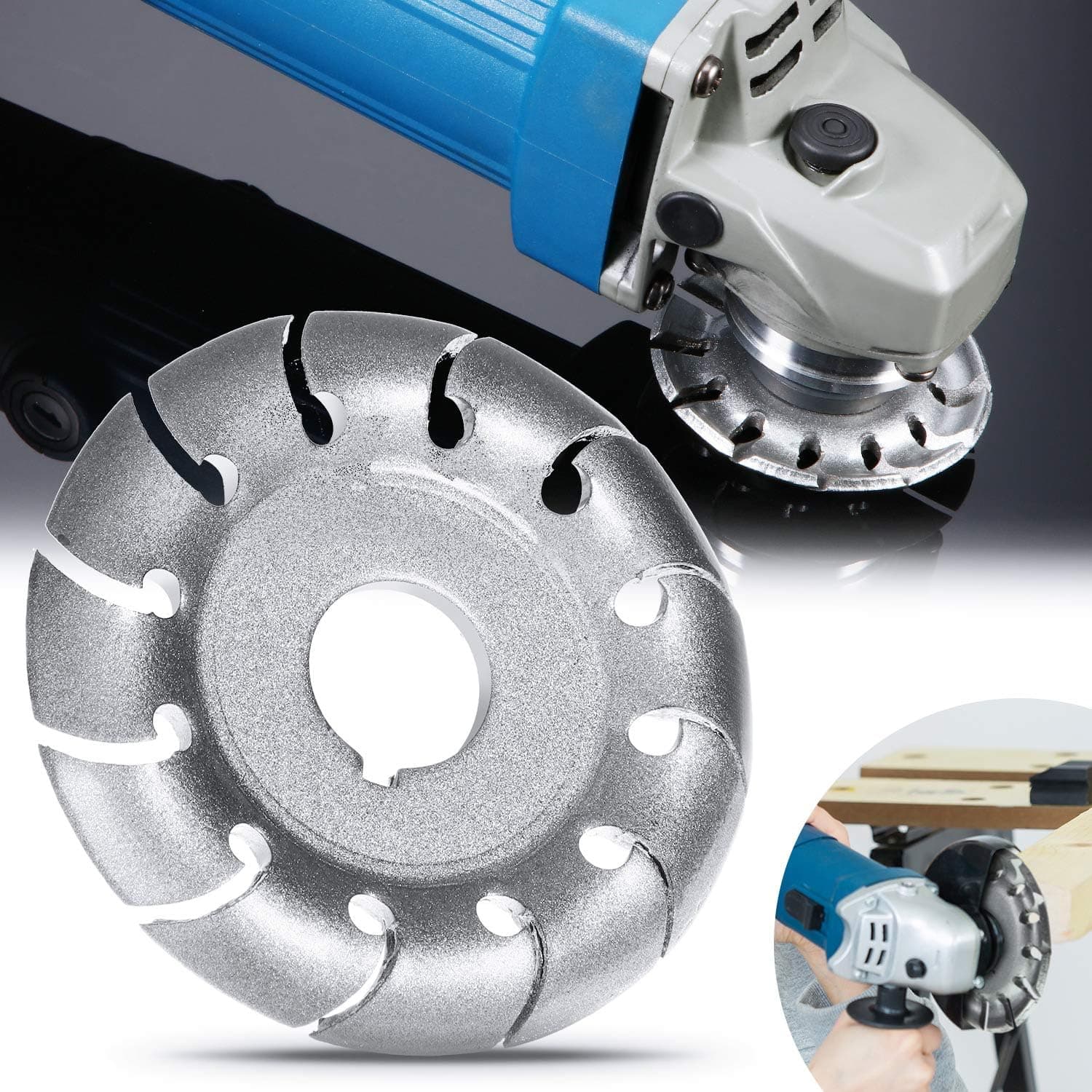 Angle Grinder 65 mm Wood Shaping Disc Wood Carving Disc 16 mm Bore 12 Teeth Wood Polishing Disc Multi-functional Cutting Wheel for 100/115 Angle Grinder Woodworking Tool