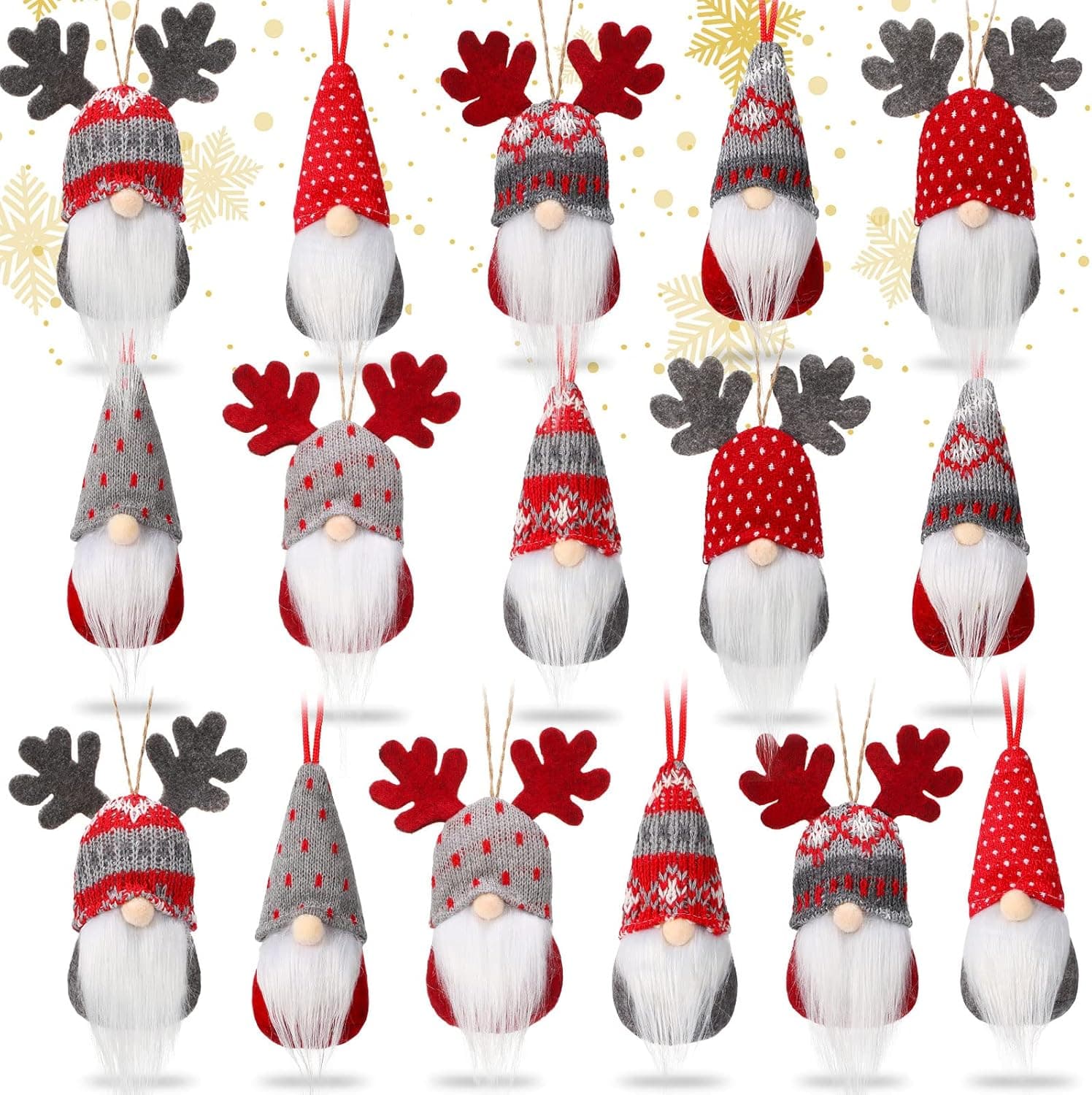 Christmas Tree Hanging Gnomes Elf Gnome Plush Christmas Ornaments Elk Swedish Handmade Gnome Decor Mini Halloween Gnomes Scandinavian Santa Holiday Decoration for Walls Stairs Windows(16 Pieces)