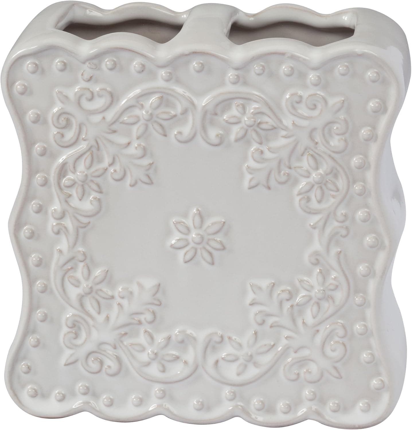 Creative Bath Products Ruffles Collection Toothbrush Holder, White