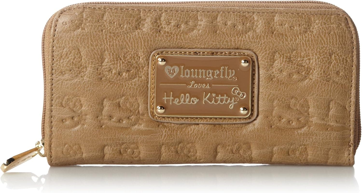 Hello Kitty Taupe Embosszip Around Wallet