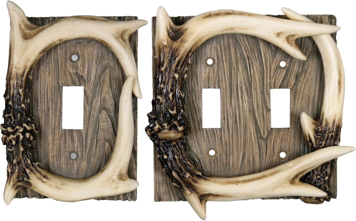 Rivers Edge Products Deer Antler light switch wall plate - Single & Double cover pack