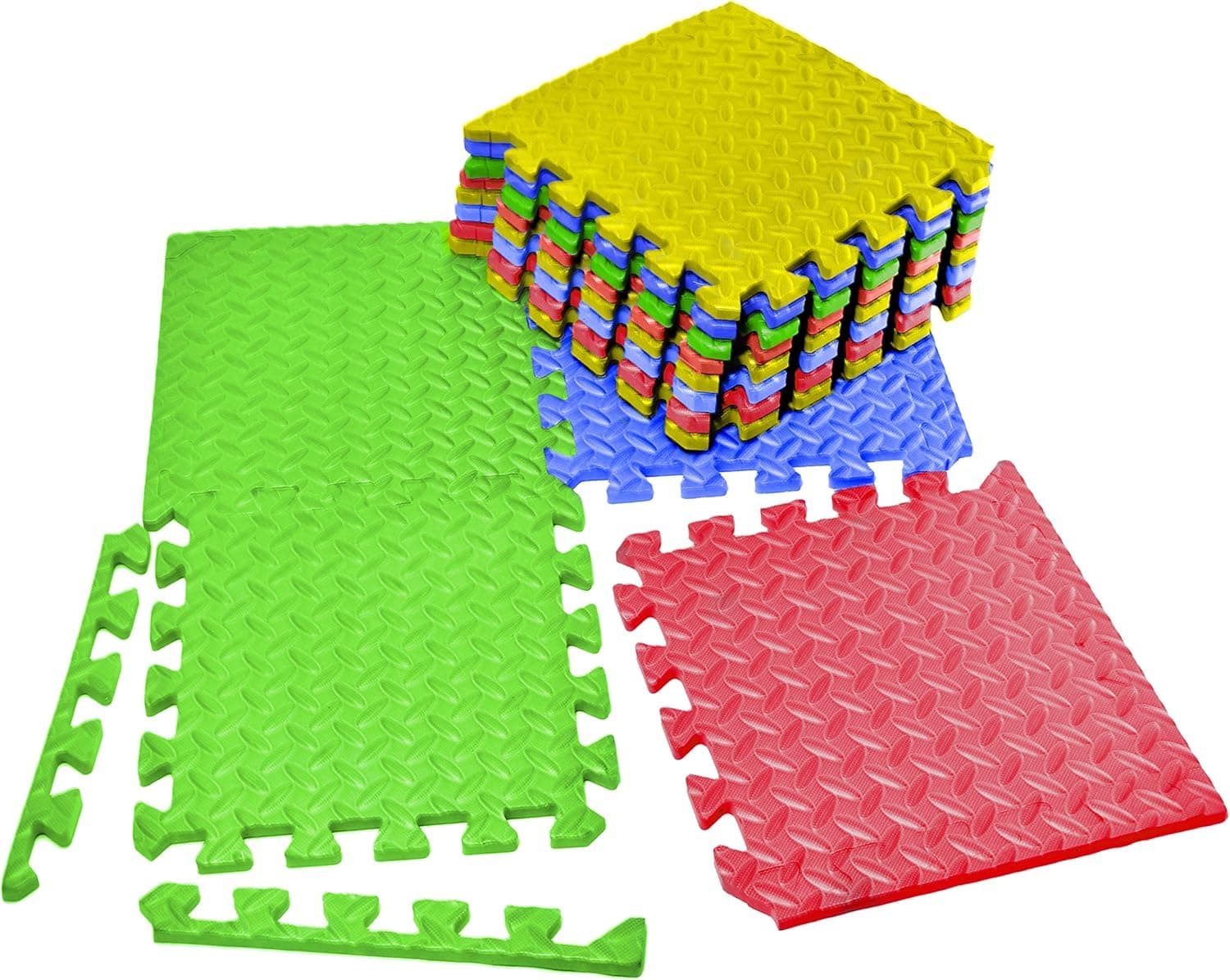 VViViD Multi-Color Interlocking EVA Foam Floor Mat 12 Tile Pack