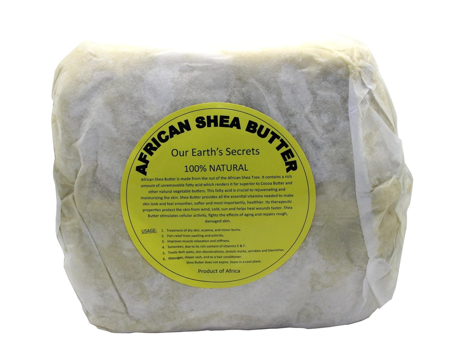 Our Earth's Secrets Ivory Raw Unrefined Shea Butter Top Grade, 5 Pound