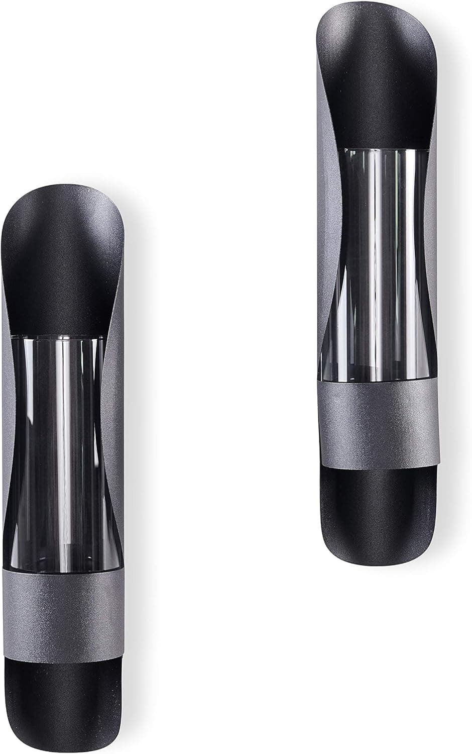 Danya B. SE2137 Iron and Glass Candle Wall Sconces - Wall Mount Hugging Metal Candle Holders with Glass Hurricanes - (Set of 2) - Black