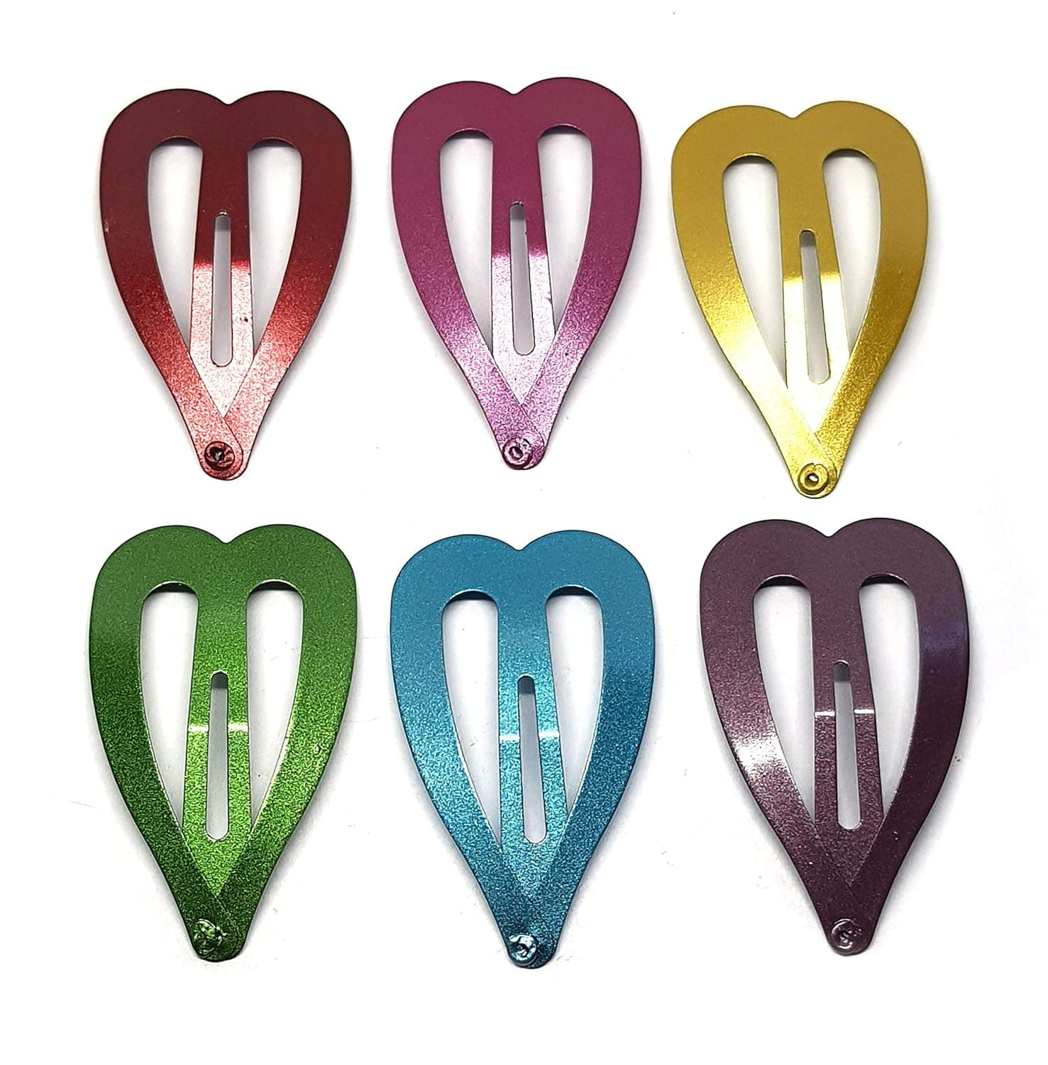 24 Pcs Mix metallic colors Big Heart Hair Snap Clip Size 45 Mm X 25 Mm