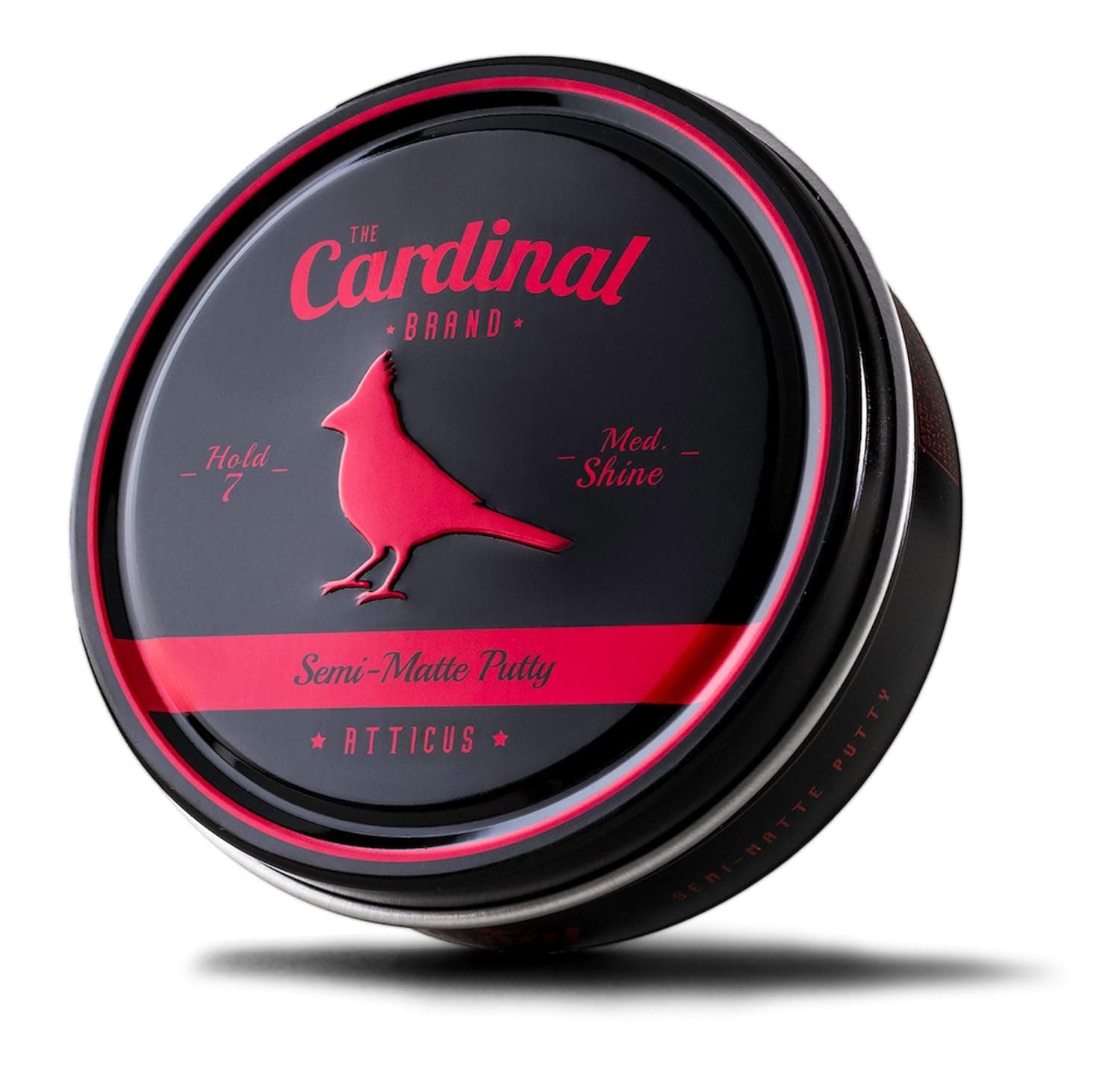 The Cardinal Brand Atticus Semi Matte Texture Putty 3.4 Ounce is a Medium Shine, Medium Hold, Thickening, Texturizing, Defining, Styling and Grooming Product for Men and Women. For All Hair Types