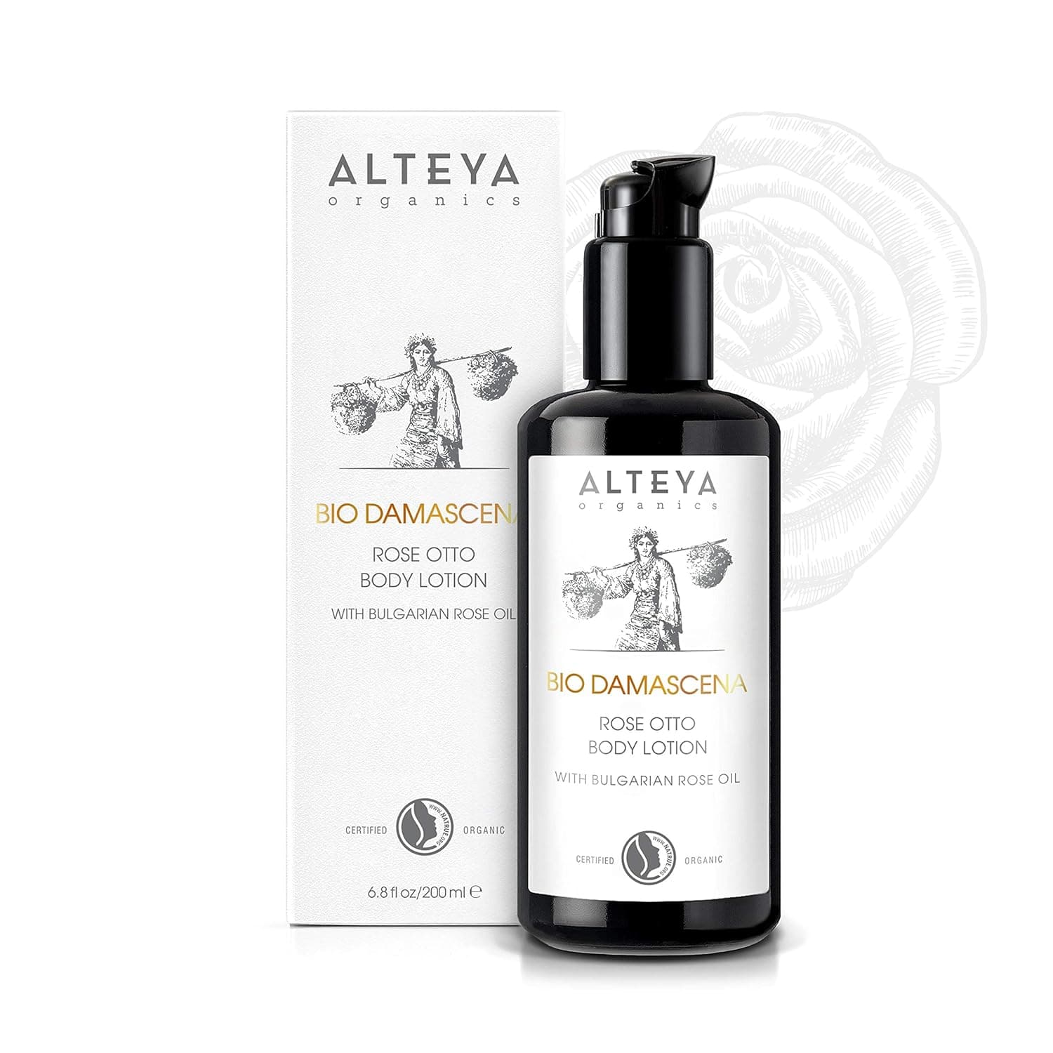 Alteya Organics Rose Otto Radiance Body Oil Certified Organic Skin Care 3.4 Fl Oz/100 mL Bio Damascena Award-Winning Rose Otto Body Moisturizer With Organic Bulgarian Rose Oil Deeply nourishing and hydrating