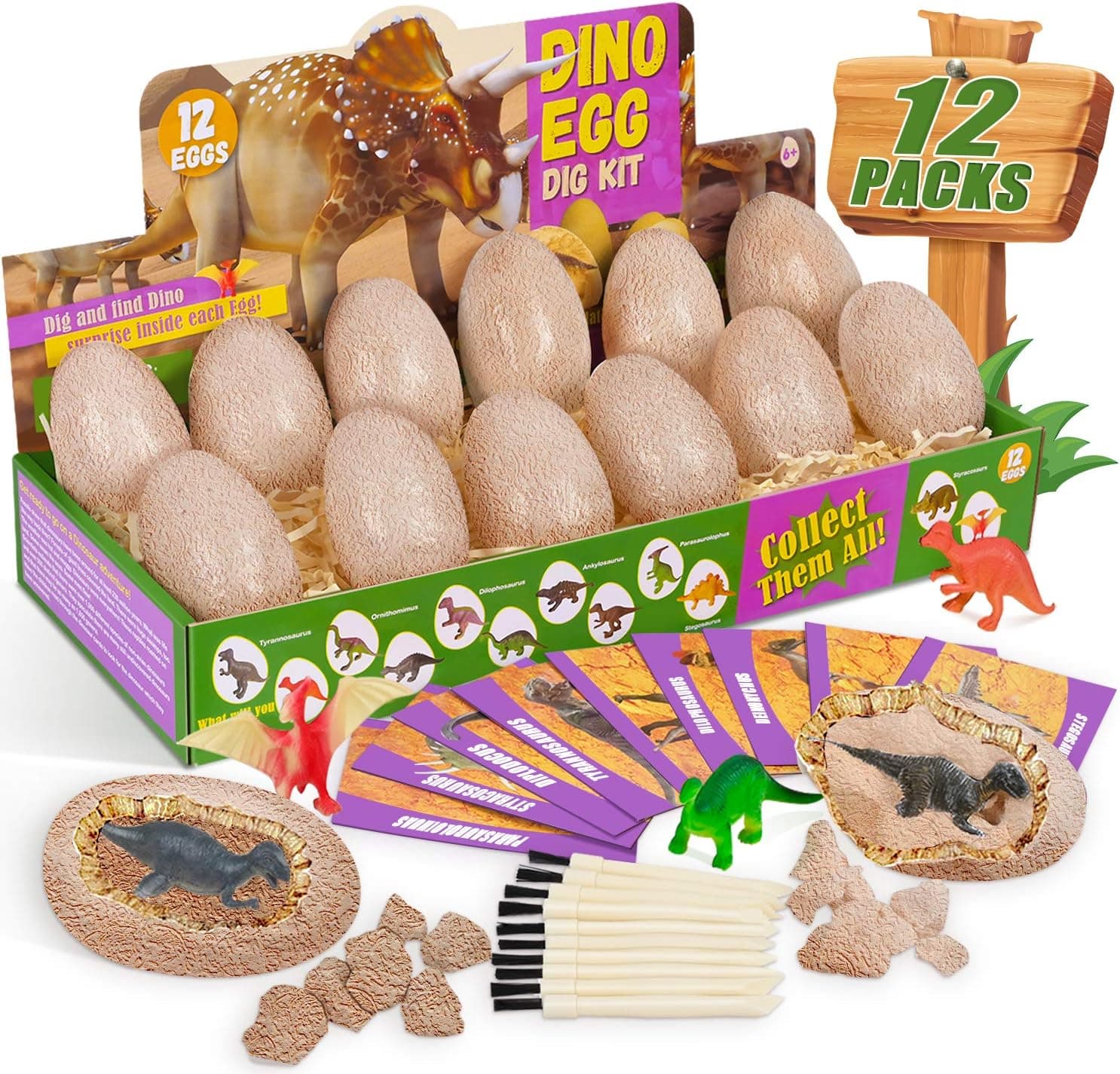 VAPCUFF Toys for 4 -11 Year Old Boys Girls, Dino Eggs Dig Kit Easter Basket Stuffers for Kids Gifts for 5-12 Year Old Boys Girls Easter Basket for Kids Christmas Festival Easter Gifts for Kids