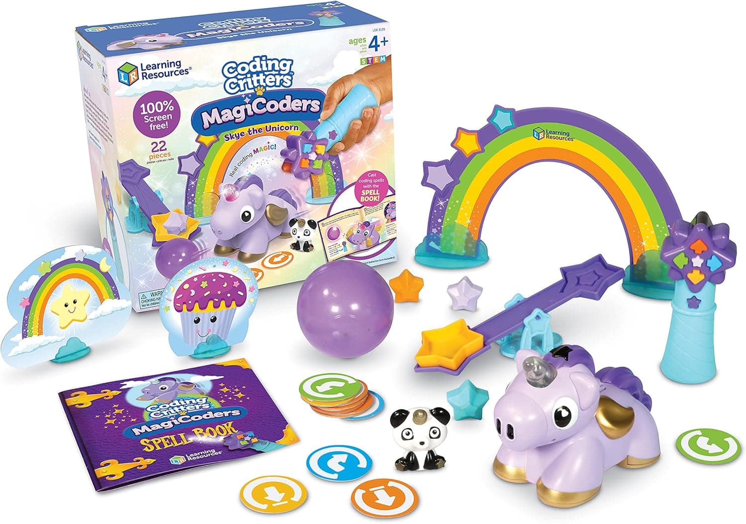 Learning Resources Coding Critters MagiCoders: Skye the Unicorn, Screen-Free Early Coding Toy For Kids, Interactive STEM Coding Pet, 22 Pieces, Ages 4+