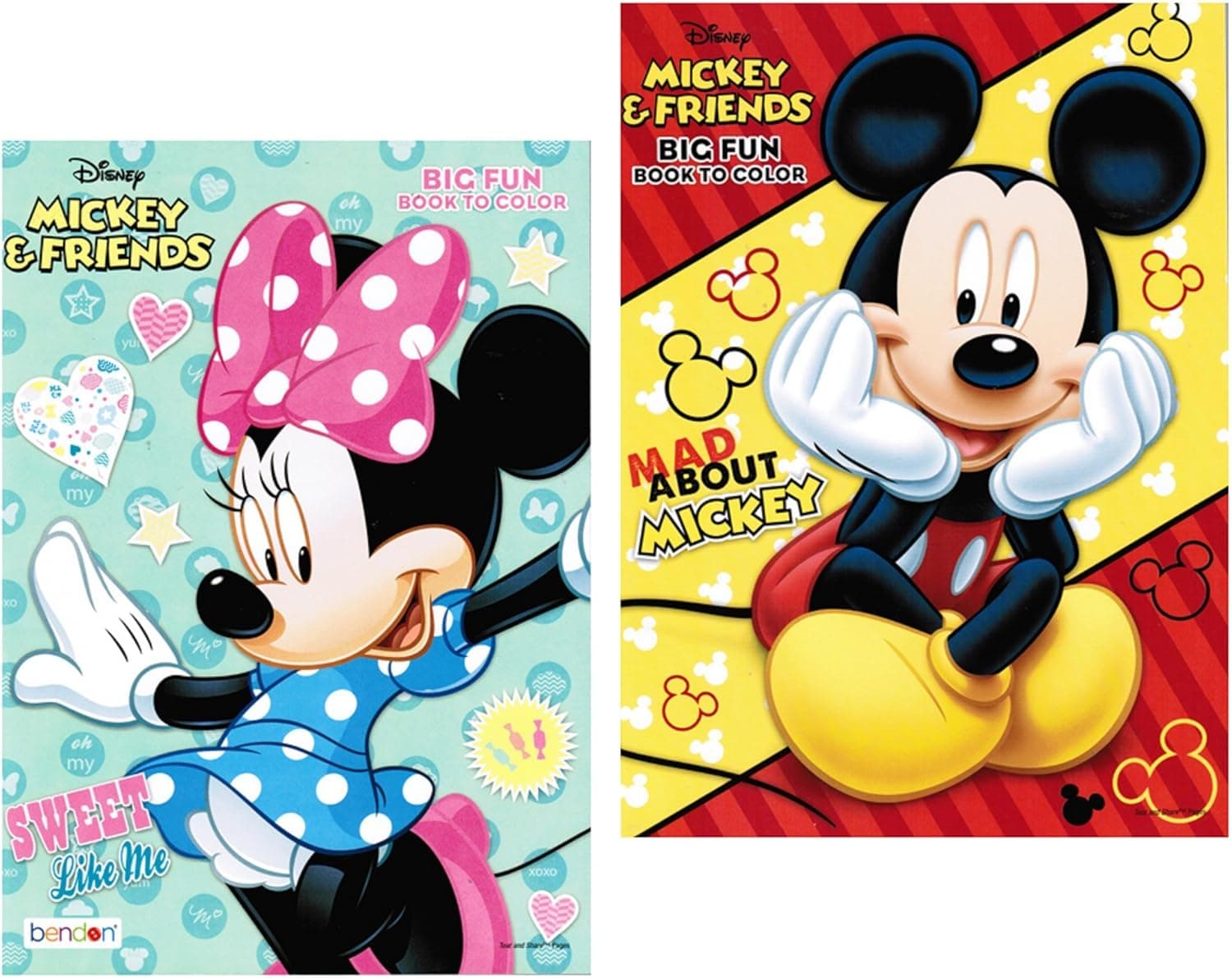 Disney Mickey and Minnie Mouse Coloring Book Set with Tear and Share Pages