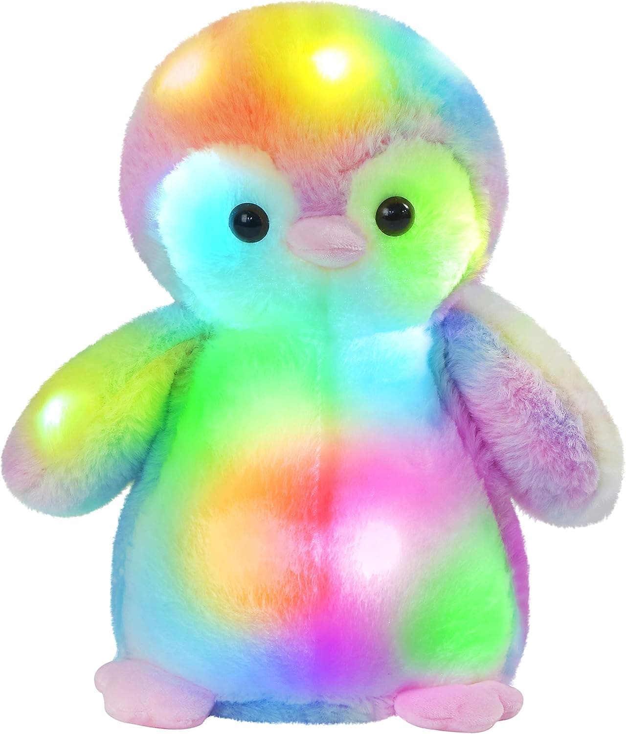 Glow Guards 12'' Musical Light up Penguin Stuffed Animal with Rainbow LED Night Light Glow in Dark Soft Plush Snuggle Toy Children's Day Birthday for Toddlers Kids