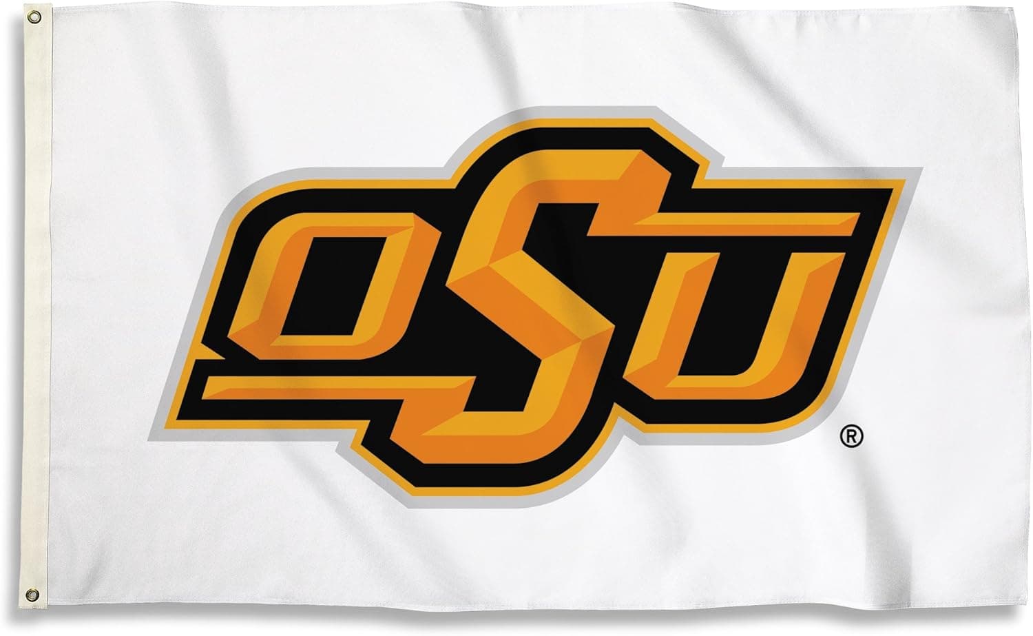 BSI PRODUCTS, INC. - Oklahoma State Cowboys 3’x5’ Flag with Heavy-Duty Brass Grommets - OSU Football, Basketball and Baseball Pride - Durable for Indoor & Outdoor Use - Great Gift Idea - Classic White