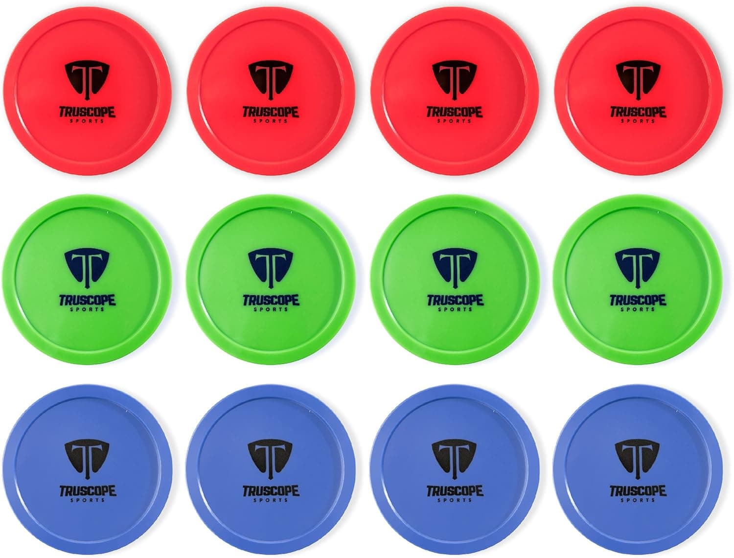 Truscope Sports 12 Pack 3 1/4 Inch Air Hockey Pucks (Multi Color)
