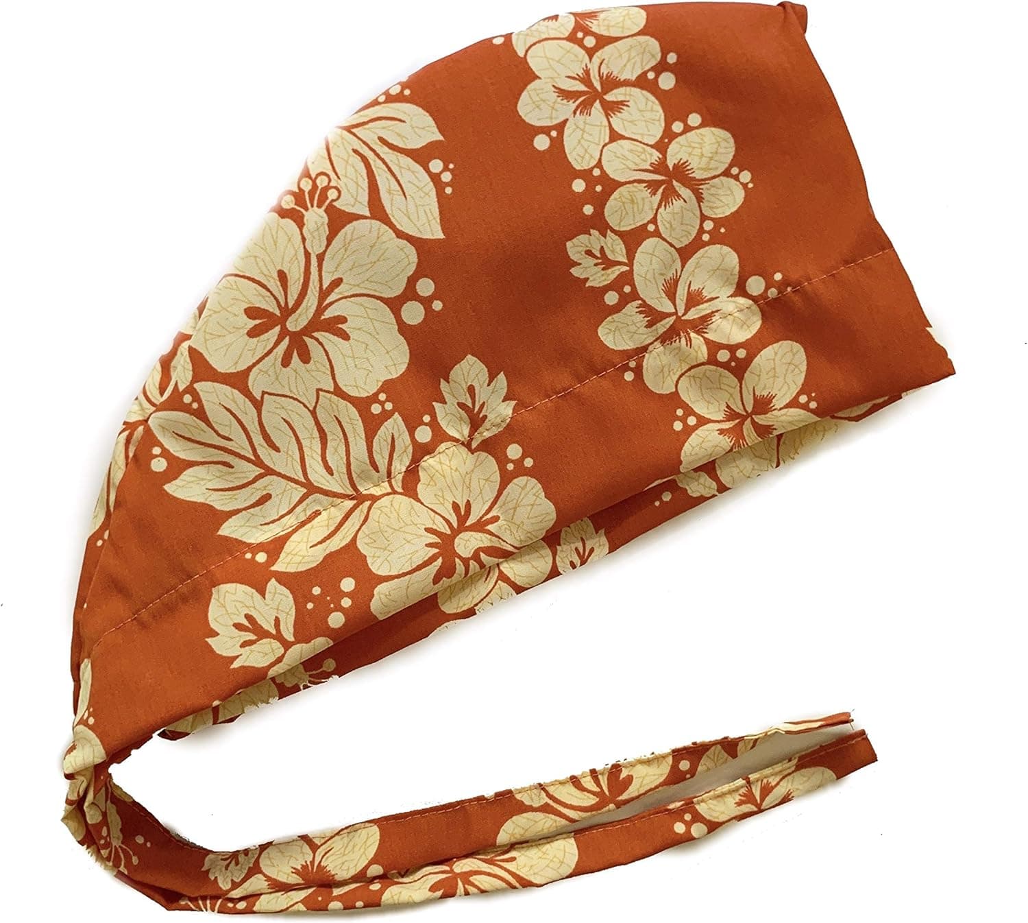 Grace N May Scrub Cap Surgical Unisex - Tie Back - Orange Yellow Flowers