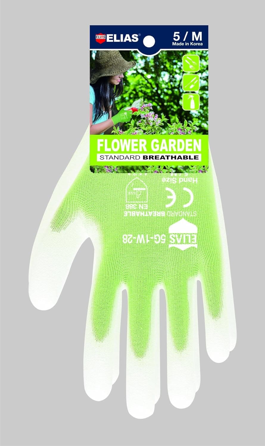 Elias 59107 Garden Glove, Green with White coating