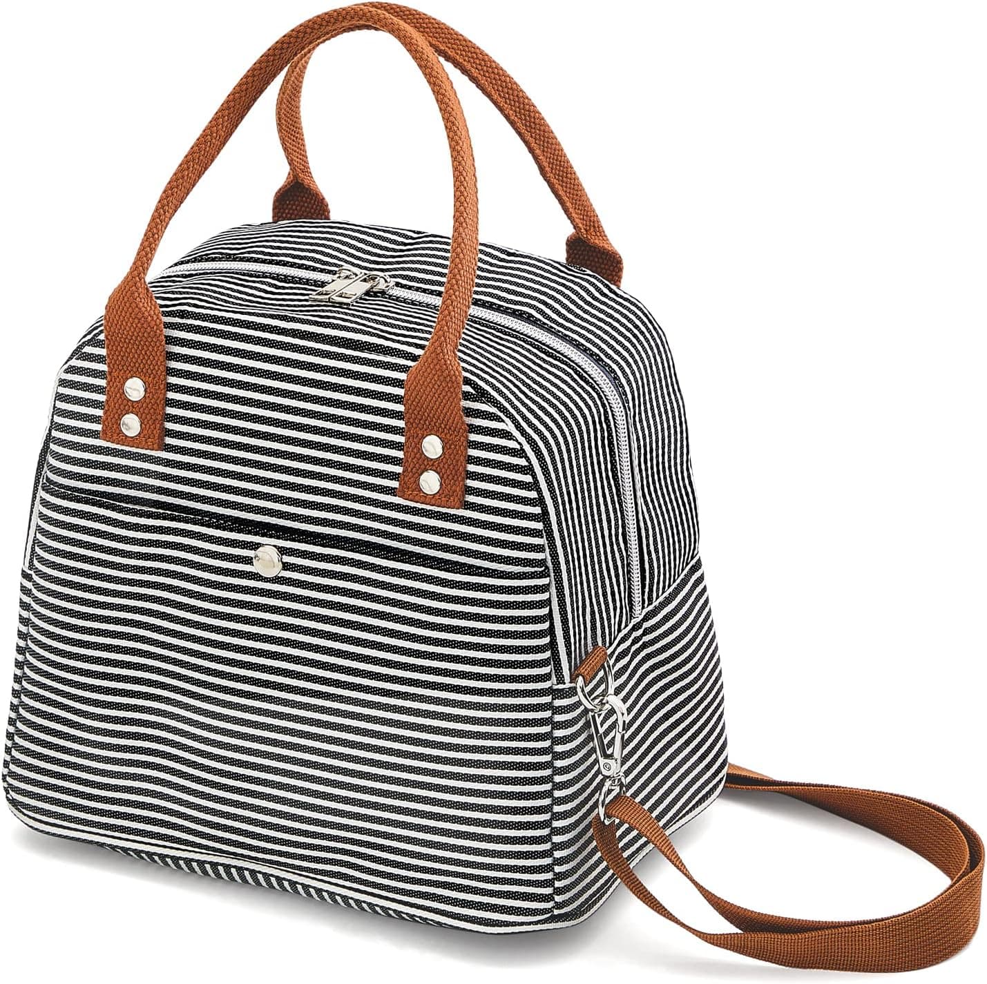 Yorccocy Lunch Bags for Women Men , Reusable Insulated Lunch Box Leakproof Thermal Cooler Tote Bag with Adjustable Shoulder Strap for Office Work School Picnic Beach ,10.35" x 8.66" x 7.28"