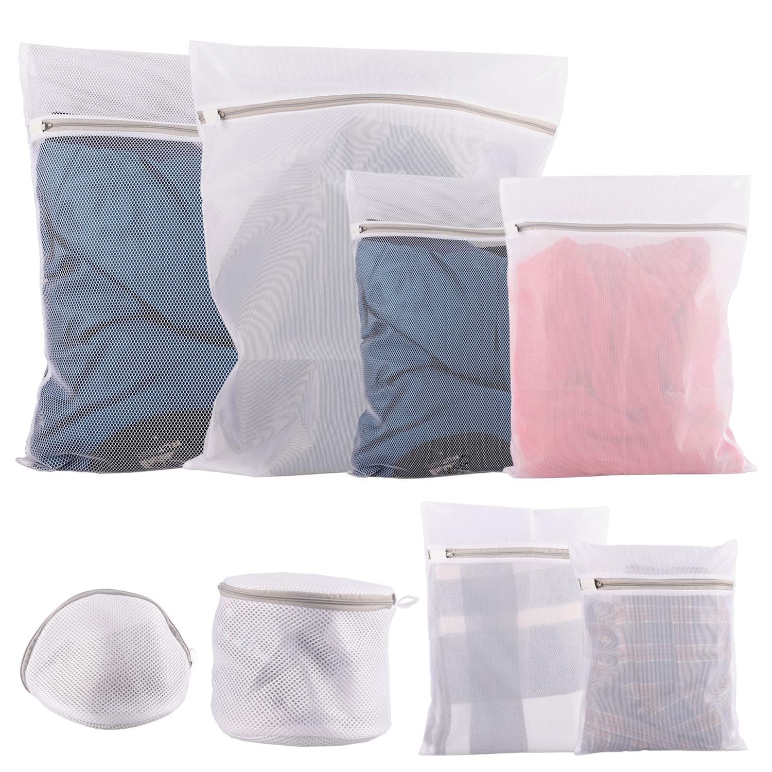 Set of 8 Mesh Laundry Bags,Net Fabric Durable and Reusable Wash Bag,Travel Organization Bag for Clothes,Jeans,Bath Towels,Bed Sheets,Stocking, Underwear, Bra Lingerie,Protect Clothes in The Washer