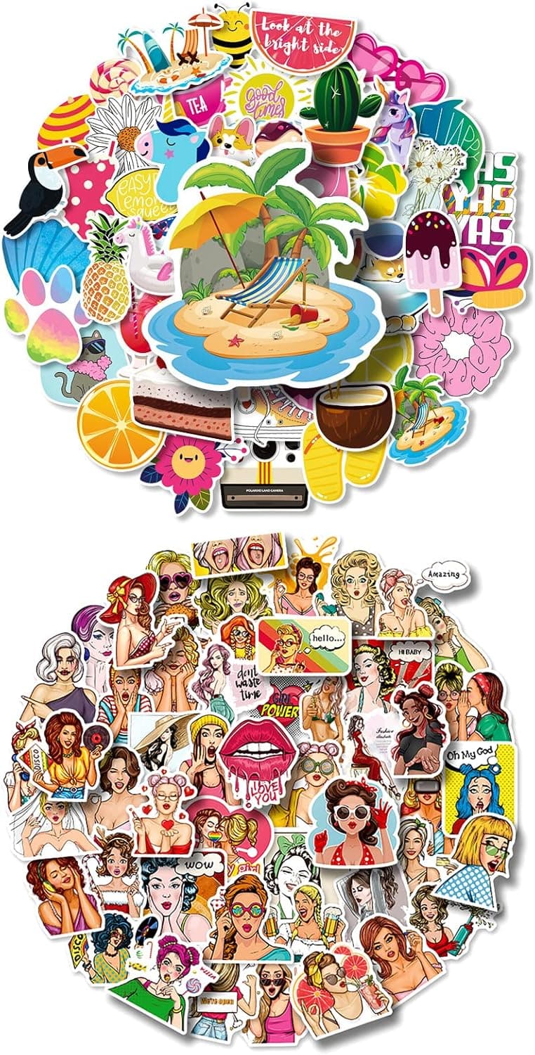 100 PCS Waterproof Stickers for Girls, Cute Stickers for Water Bottles,Aesthetic Vsco Laptop Skateboard Computer Hydroflask Stickers, Perfect Gifts for Kids Teens Adults