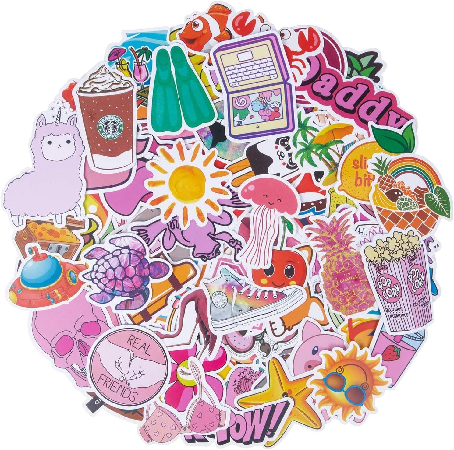 75PCS Laptop Stickers for Water Bottles, Cute Vinyl VSCO Stickers for Kids Teens Girls, Aesthetic Water Bottle Stickers for Hydroflasks Computer Guitar