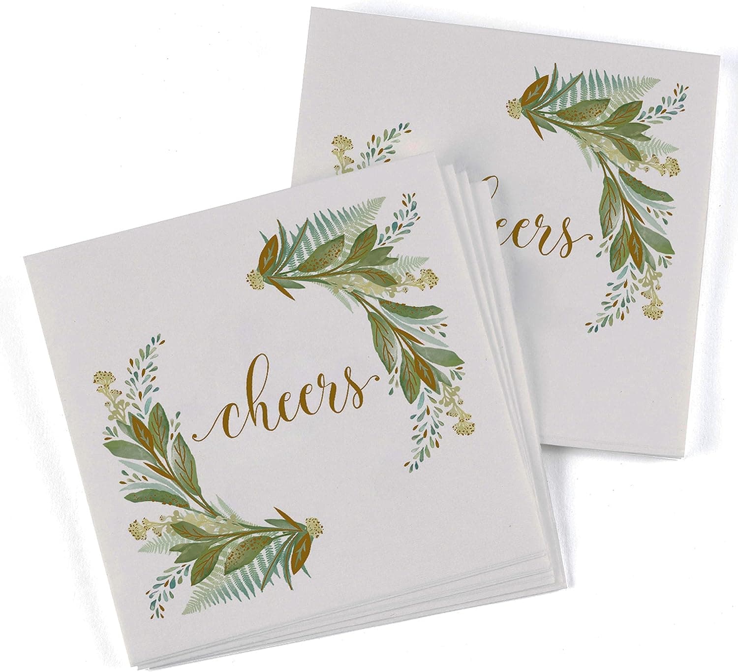Hortense B. Hewitt Decorative Paper Napkins 50-Count, Printed Greenery, 4.75-Inch (Folded)