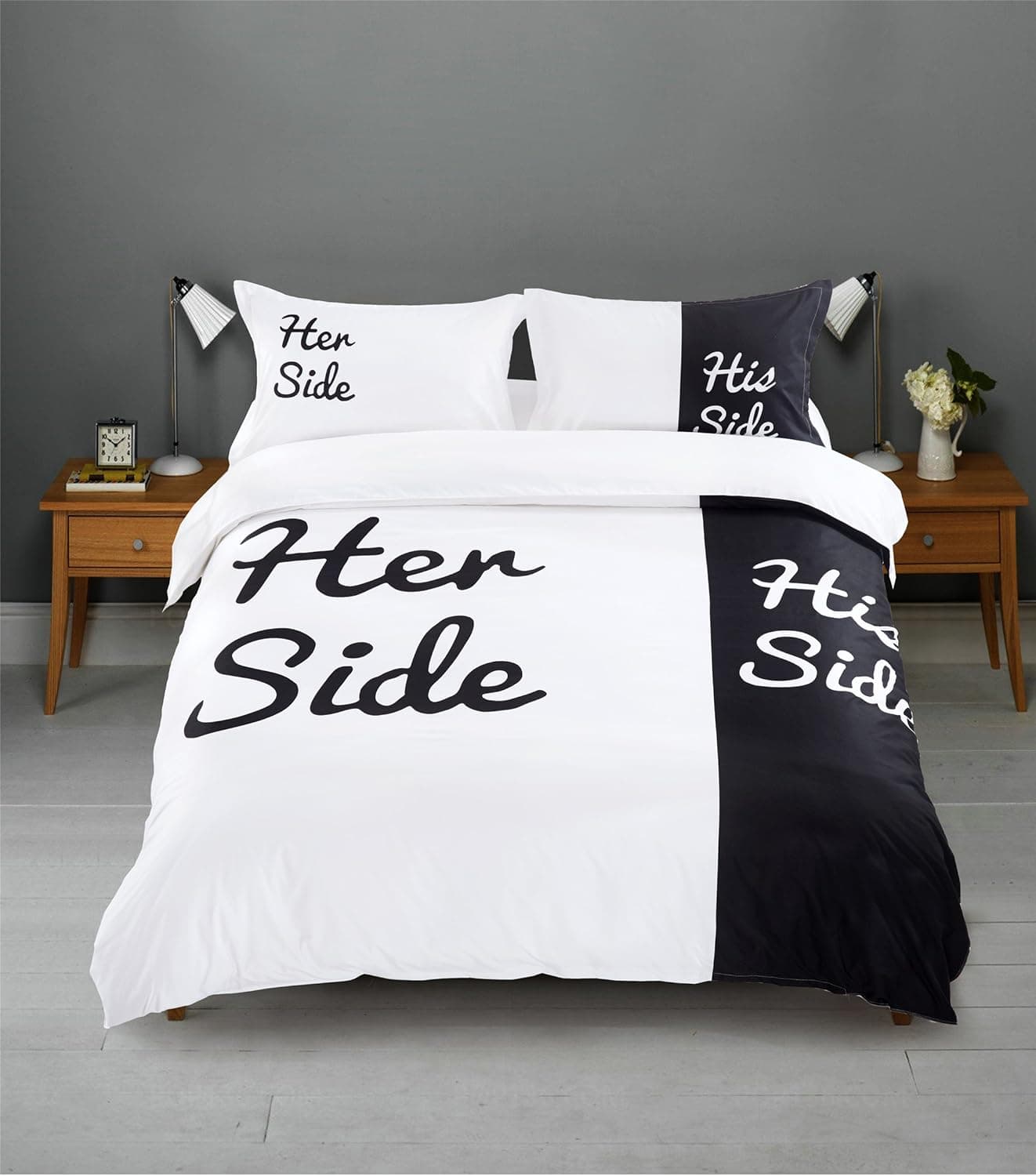 Lldaily Her/His Side Bedding Sets Couple Duvet Cover Sets Romantic Valentine's Day Gift Idea for Wedding,Anniversary(King,3-Piece)