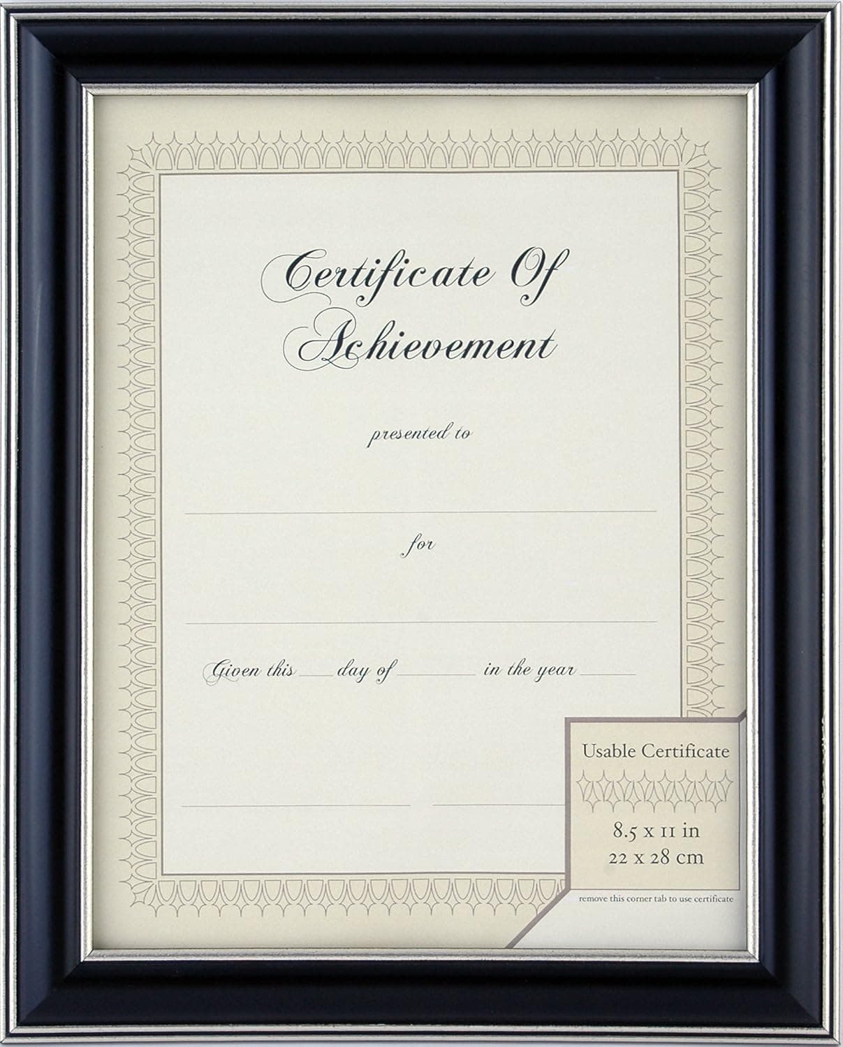 GALLERY SOLUTIONS 8.5x11 Black and Silver Wall or Tabletop Document Frame