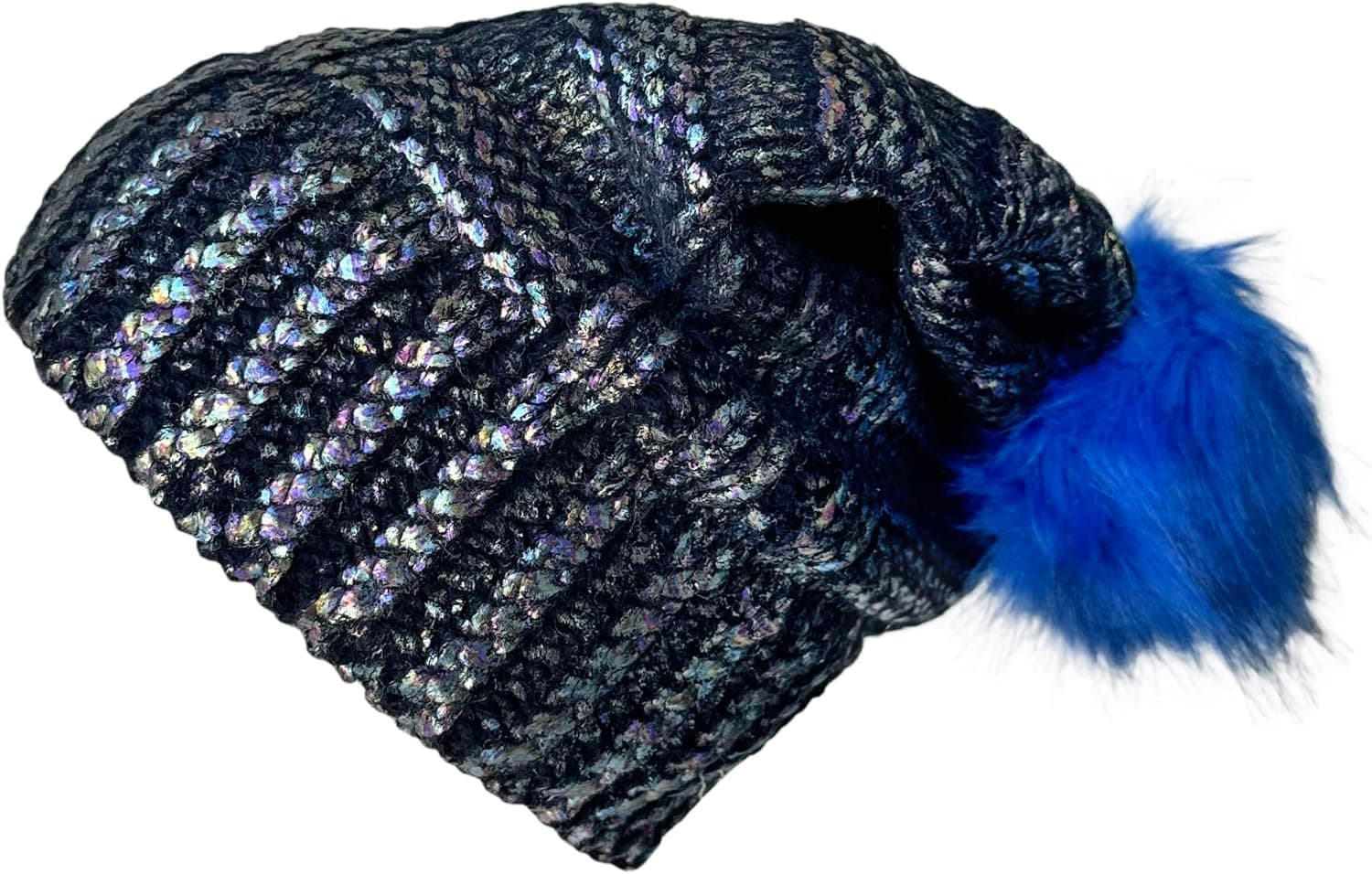 ETOLIA Women Girls Metallic Winter Hat Soft Warm Knitted Beanie Pom Pom Skull Cap
