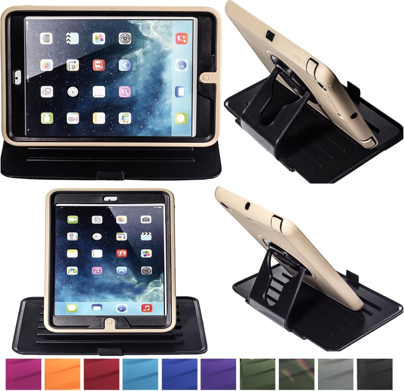 Bolkin Defender Series Hybrid Armor Shockproof Case Cover for Apple Ipad 4 3 2 (Golden/black)