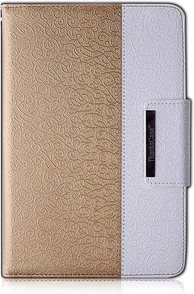 Thankscase Case for iPad Mini 3/2 / 1 (Not for iPad Mini 4), Rotating Case Cover with Wallet Pocket and Hand Strap for iPad Mini 3 & 2nd Gen & 1st Gen.(Gold)