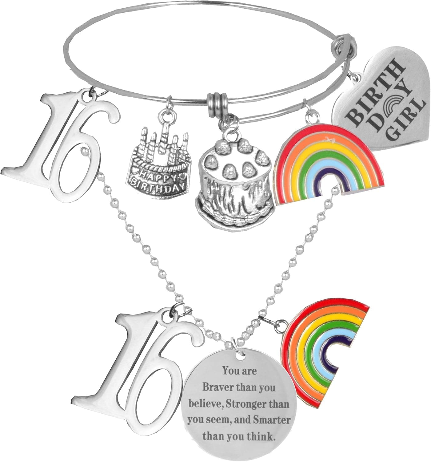 16th Birthday Gifts for Girl, 16th Birthday Necklace and Bracelet, HAPPY 16th Birthday Party Supplies, Sweet Sixteen Bracelet Necklace Birthday Gifts for 16th Birthday Party Supplies and Decoration