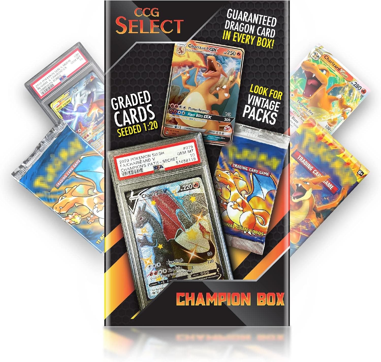 CCG Select Fire Dragon Champion Mystery Box w/ 3 Booster Packs Collector Bundle