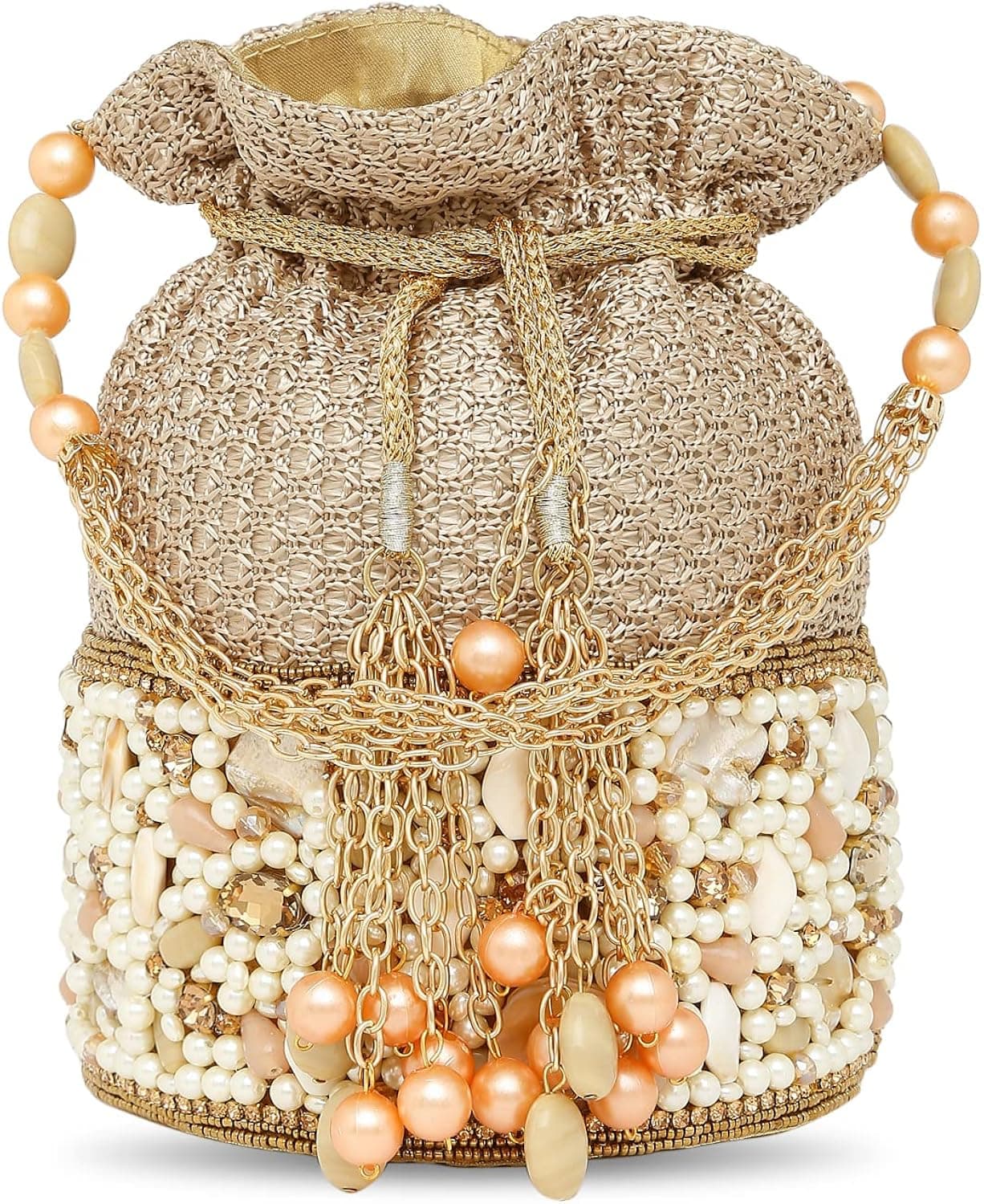 Aheli Potli Bags for Women Evening Bag Clutch Ethnic Bride Purse with Drawstring(P79G)
