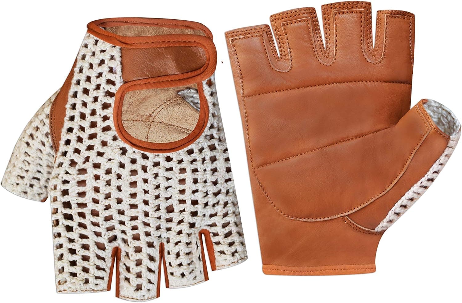 Kango Fitness Leather Crochet Cycling Biking Padded Gloves
