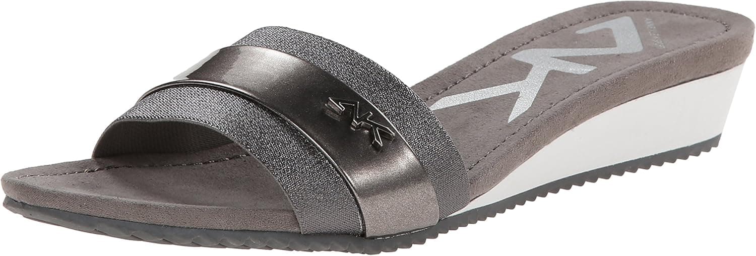 Anne Klein Sport Women's Teary Wedge Sandal, Pewter, 10 M US