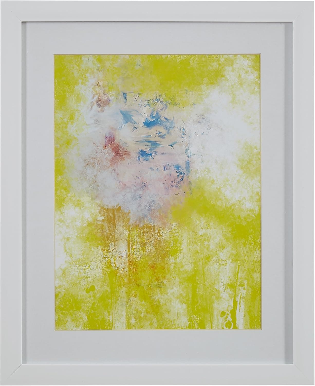 Amazon Brand – Stone & Beam Modern Yellow Abstract Print Wall Art, White Frame, 18" x 22"