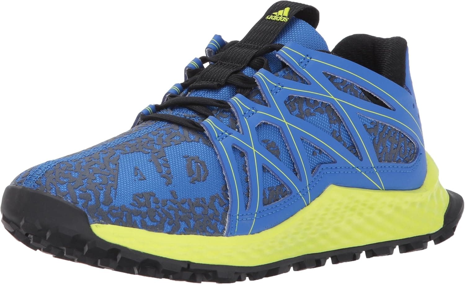 adidas Performance Boys' Vigor Bounce Running Shoe, Blue/Grey/Semi Solar Yellow, 4 M US Big Kid