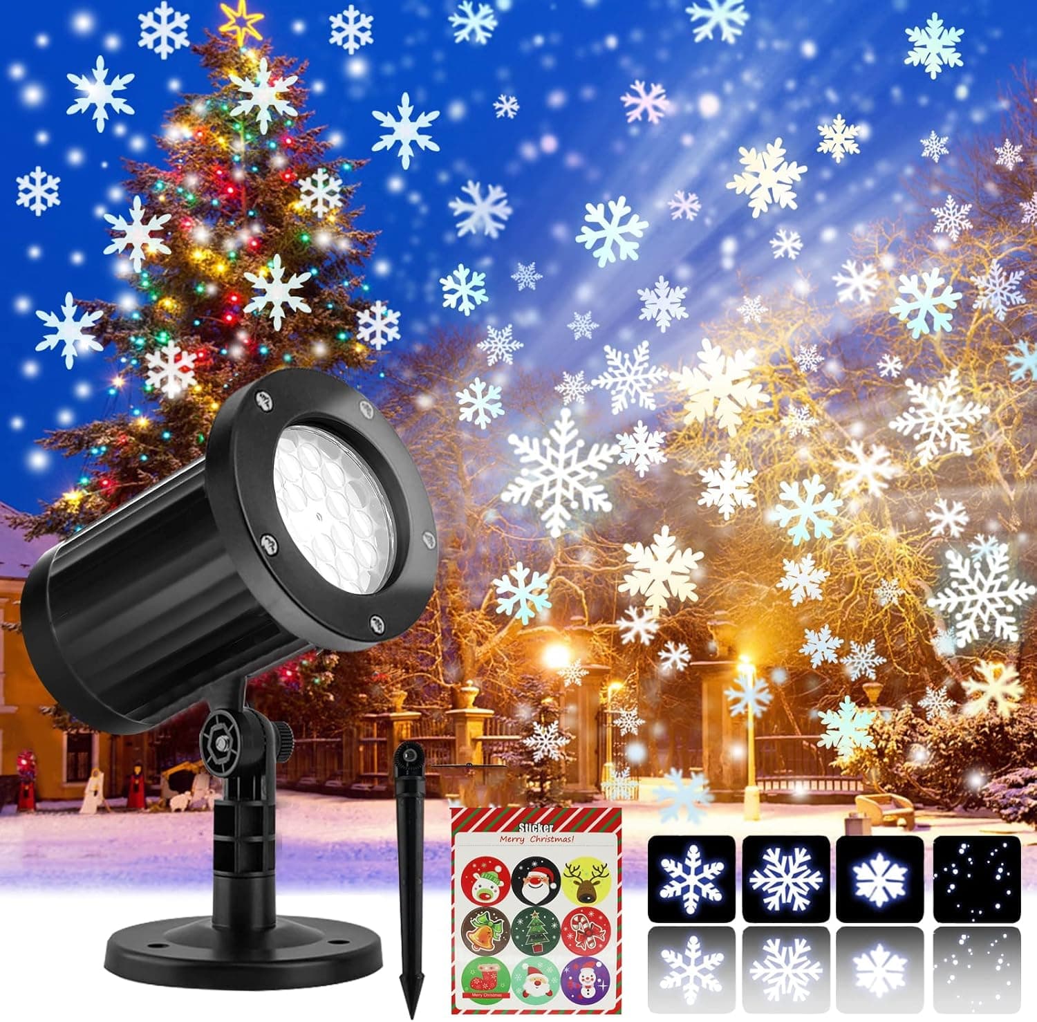 Christmas Projector Lights Outdoor, Snowflake Projector Lights Outdoor, Waterproof Christmas Lights Outdoor Projector, Rotating Snowflake Christmas Light Projector Outdoor for Christmas Decorations