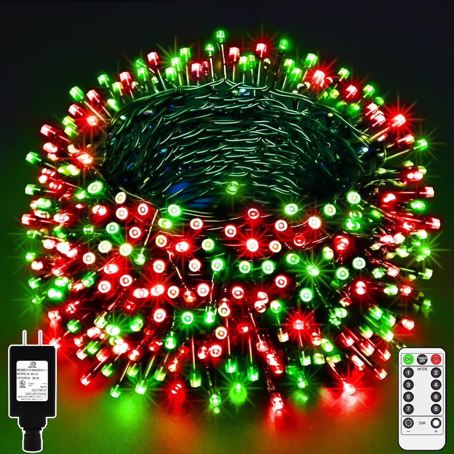 ROADAYLY Christmas Lights Outdoor 1000LED 394ft Super Long Ultra-Bright Christmas Lights 8 Modes & Timer Plug in Fairy LED String Lights for Xmas Tree Thanksgiving Wedding Holiday Party Decorations