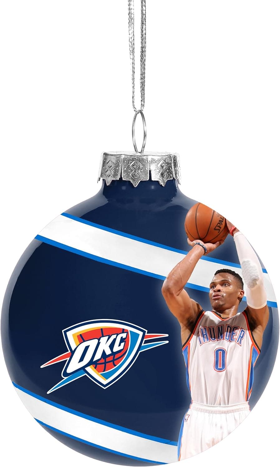 FOCO NBA Oklahoma City Thunder Russell Westbrook #0 Glass Ball Christmas Ornament