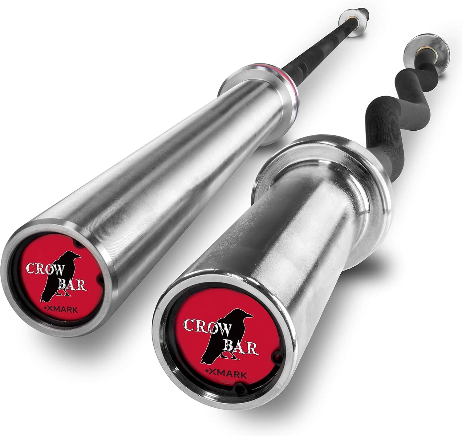 XMark CROWBAR Olympic Bar and Curl Bar Combo Offer, 7' Barbell Weight Bar and EZ Curl Bar, Black Manganese, Brass Bushings