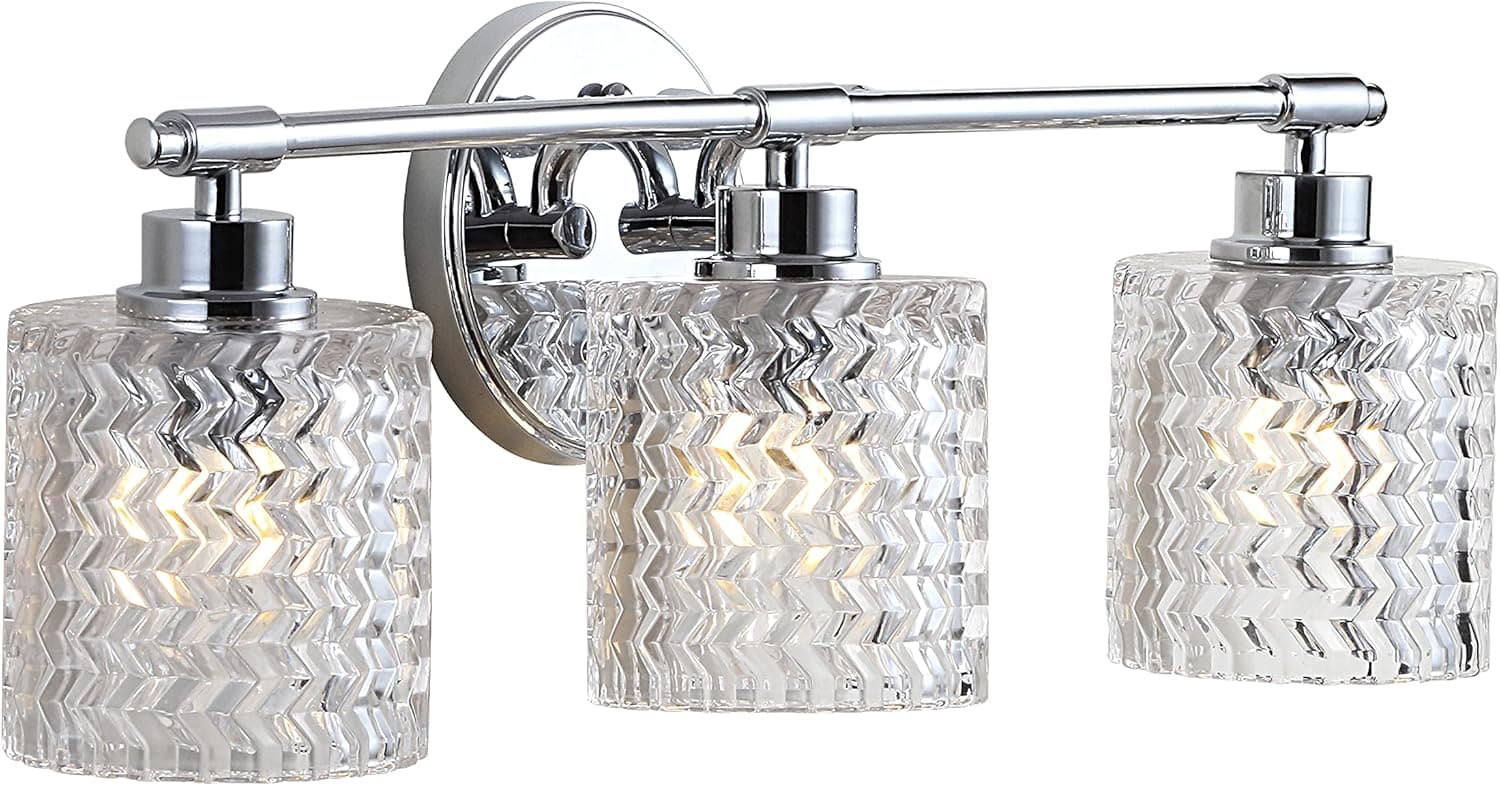 JONATHAN Y JYL3550A Spaulding Vintage 22" 3-Light Farmhouse Cottage LED Vanity Light Glam Bohemian 2700K LED 4W Bulbs Included Bathroom Hallway Living Room Bedroom Mirror Cabinet, Chrome