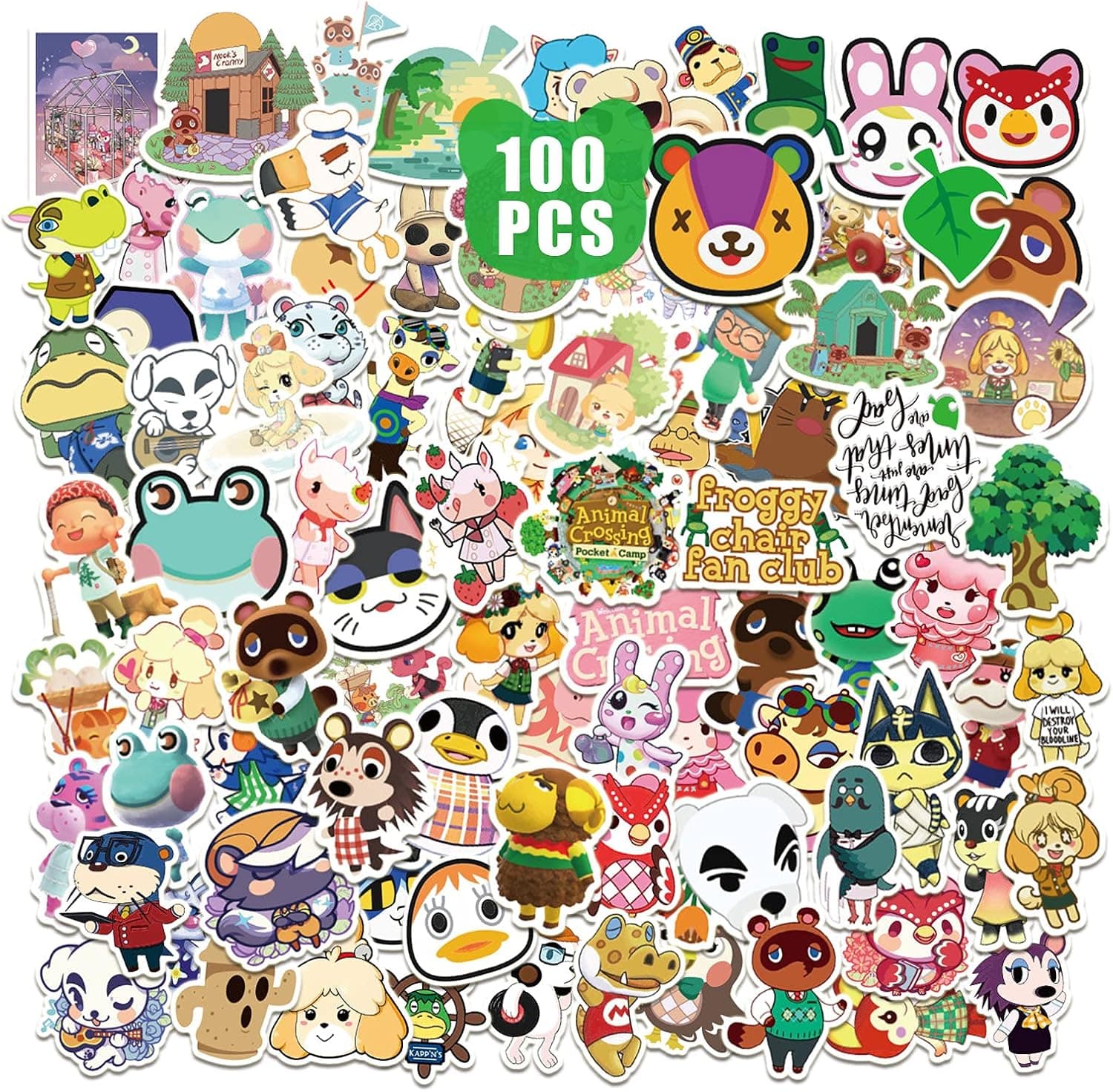 Budw Animal Cross_ing Stickers 100PCS Vinyl Aesthetic Laptop Game Decors for Water Bottle Bed Desk Computer Door Gaming Decals