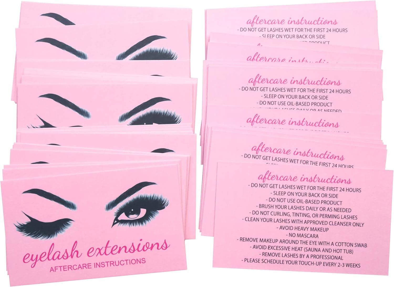 50 Lash Extension Aftercare card, Lash Aftercare Instruction, Lash client cards, Lash Technicians accessories,HOT PINK