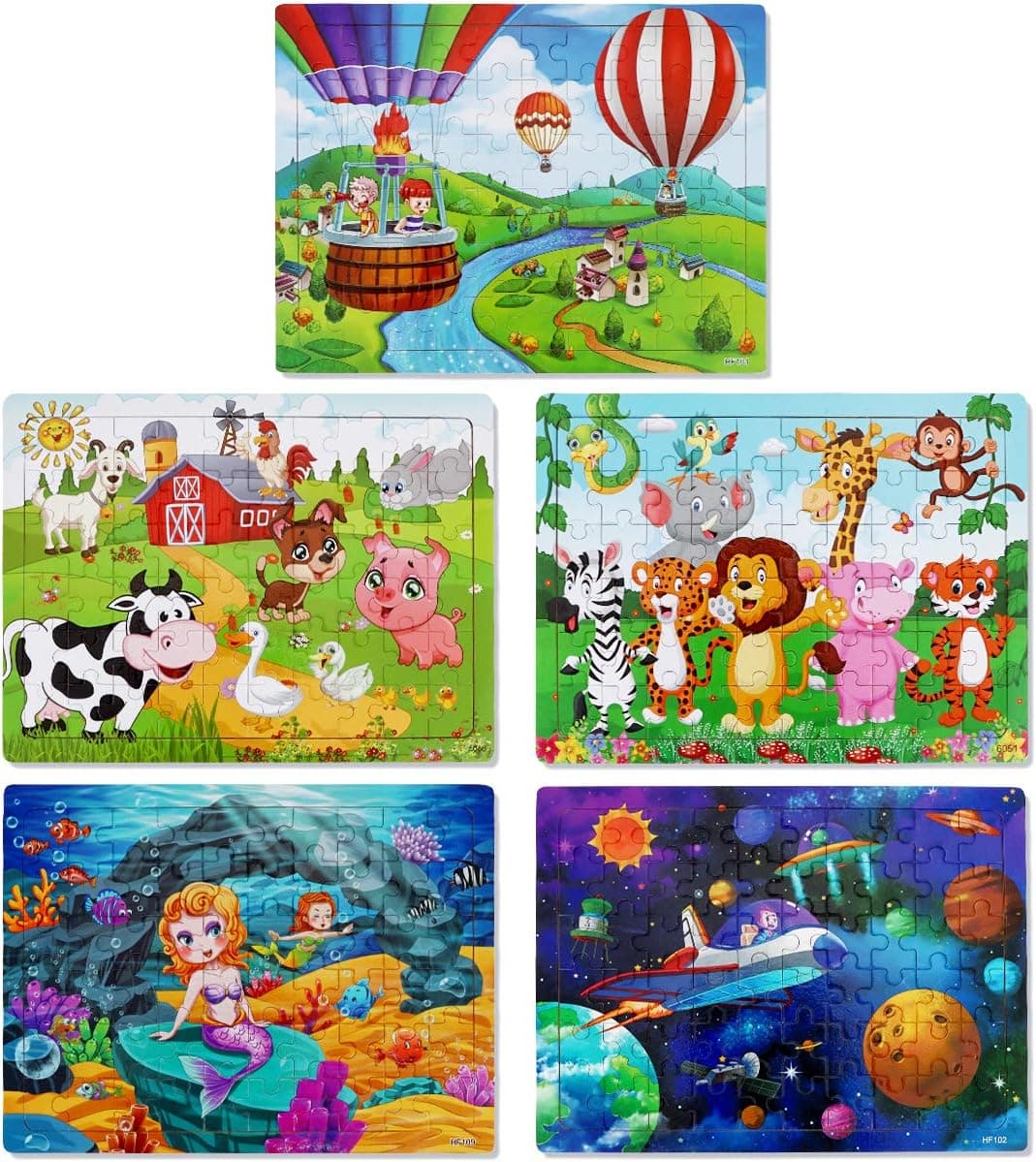 Puzzles for Kids Ages 3-8, Apfity 60 Pieces Wooden Jigsaw Puzzles Set Preschool Educational Learning Toys for 3 4 5 Years Old Boys Girls Toddlers