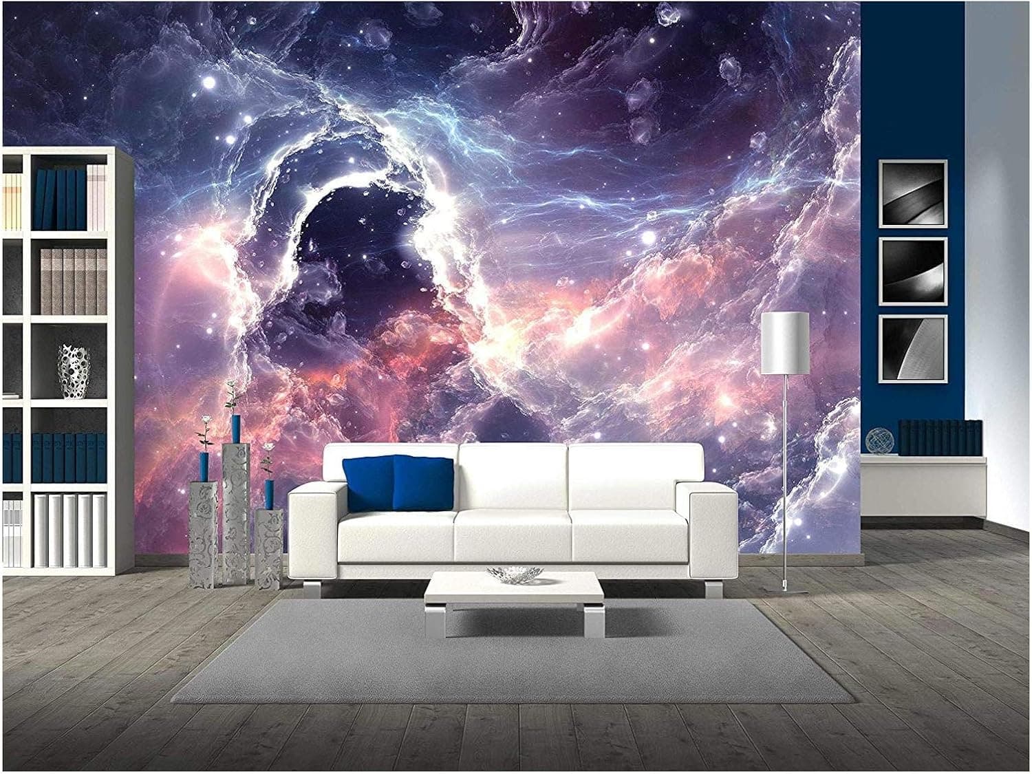 wall26 - Plasmatic Nebula, Deep Outer Space Background with Stars - Removable Wall Mural | Self-Adhesive Large Wallpaper - 66x96 inches