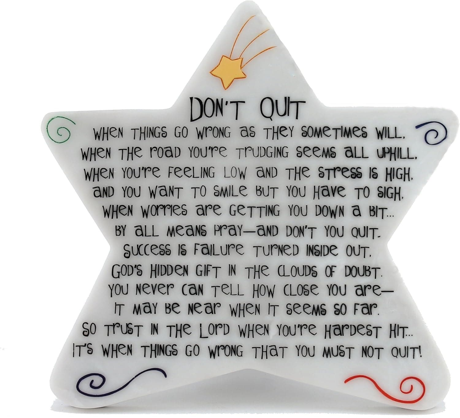 Cathedral Art Metal Abbey Press Don't Quit Marble Plaque - Inspiration Faith Blessing Spirit 09187-ABBEY White