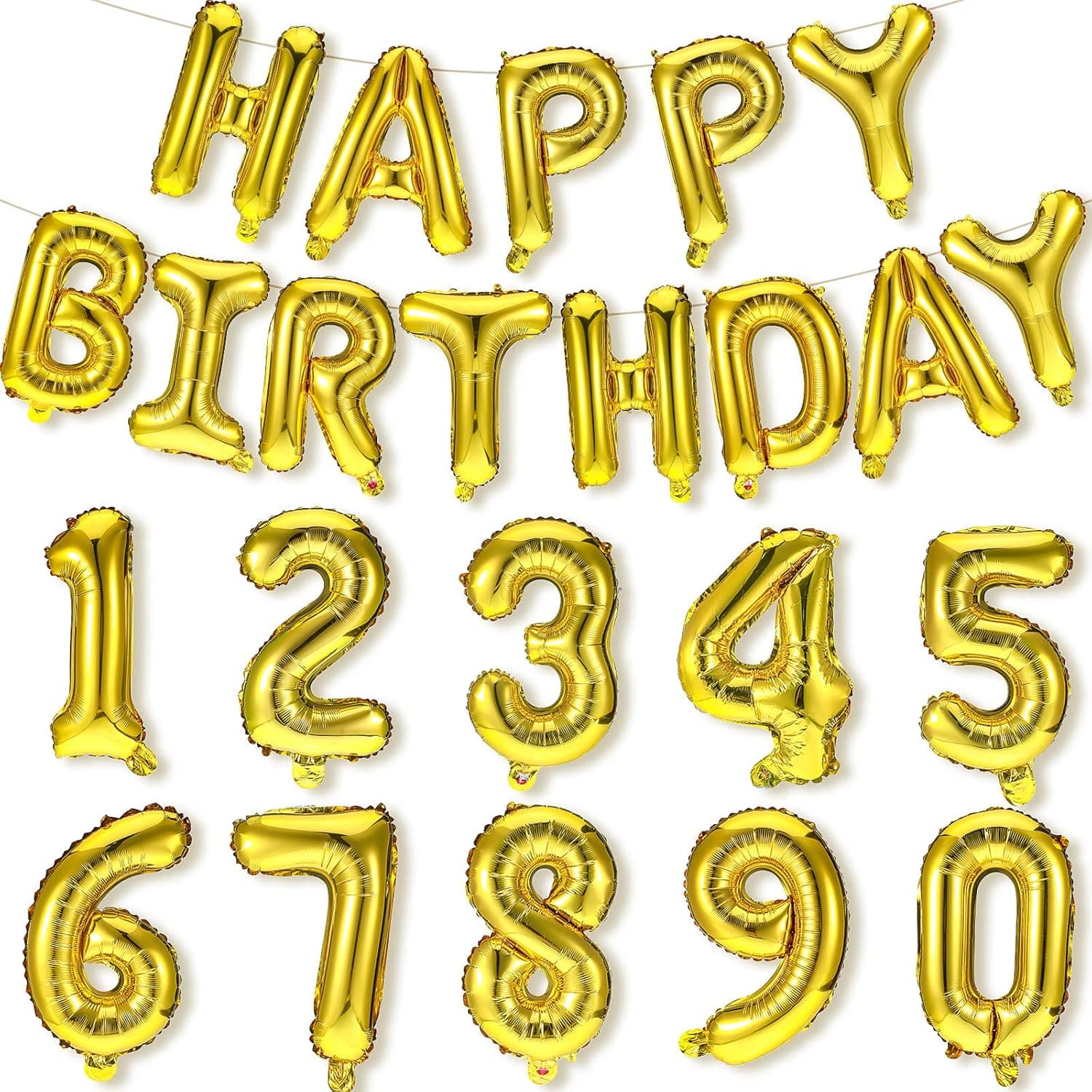 23 Pieces Happy Birthday Balloons Banner 18th Birthday Party Decoration Number Foil Balloons 16 Inch Mylar Letters Sign Bunting Numbers 0-9 Birthday Party Decorations for Teens Adults Party Supplies
