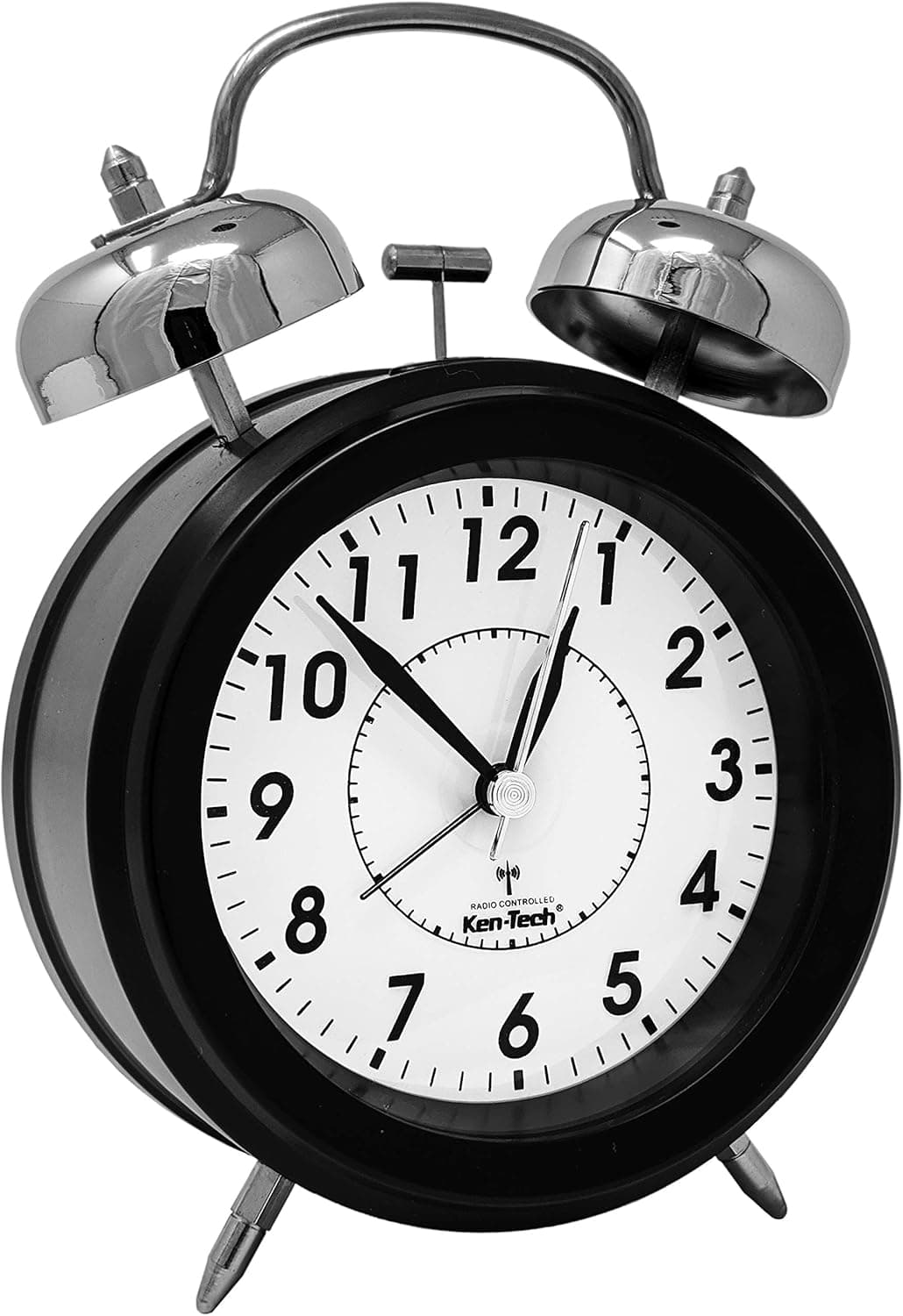 Sonnet SONNET-T-4678 Twin Bell Alarm Clock - Very Loud for Heavy Sleepers and Hearing Impaired - Battery Operated Blue Backlight - for Teens and Senior Citizens, 3/8” Digits, Black